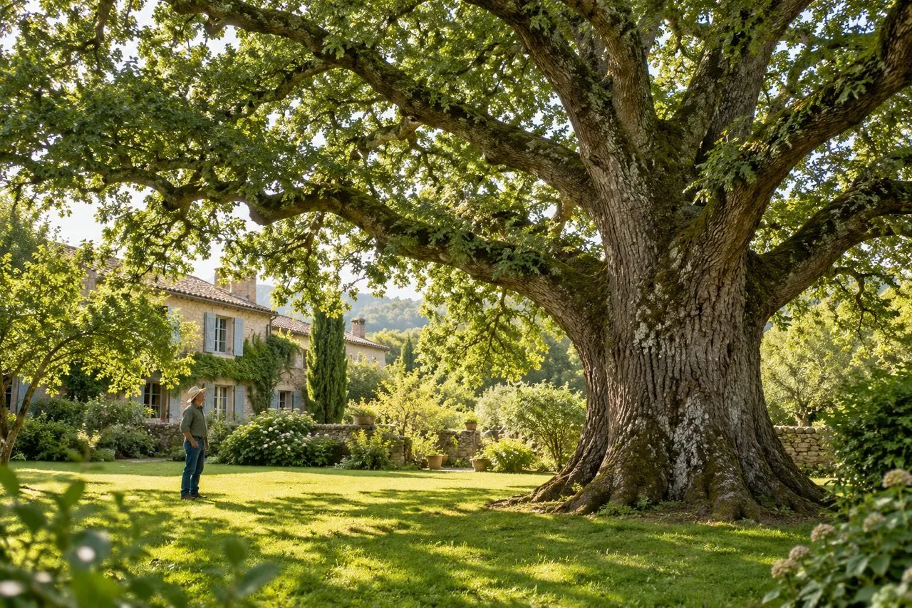 Grand chêne au jardin : espace, entretien et décisions à prendre